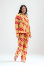 Load image into Gallery viewer, Cartagena Long Sleeve Organic Cotton Pyjama Set – Yellow and Pink Print