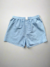 Load image into Gallery viewer, Santorini Boxer Shorts — Organic Cotton, White/Blue Stripe
