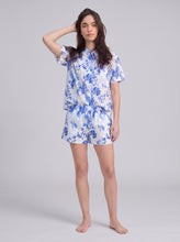 Load image into Gallery viewer, St. Ignacio Short Sleeve Pyjama Set — Organic Cotton, White/Blue Print