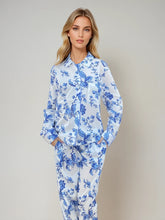 Load image into Gallery viewer, St. Ignacio Long Sleeve Pyjama Set — Organic Cotton, White/Blue Print