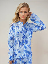 Load image into Gallery viewer, St. Ignacio Long Sleeve Pyjama Set — Organic Cotton, White/Blue Print