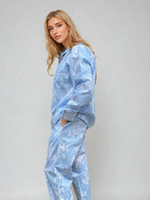 Load image into Gallery viewer, New! Marguerite Long Sleeve Set, Organic Cotton blue-white print

