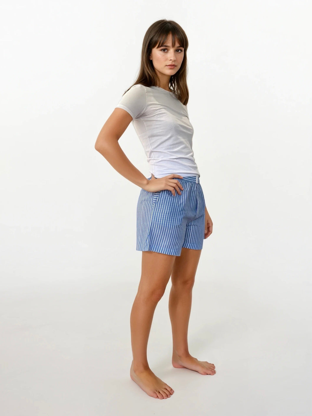 Boxer Short - Santorini - White/Blue Stripe