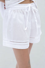 Load image into Gallery viewer, Salvador Short Sleeve Pyjama Set – Organic Cotton, white with Lace Trim
