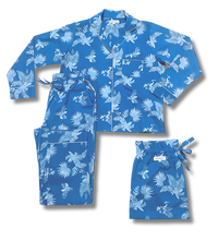 Load image into Gallery viewer, Blue tropical print pyjama set with matching trousers
