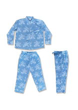 Load image into Gallery viewer, New! Marguerite Long Sleeve Set, Organic Cotton blue-white print
