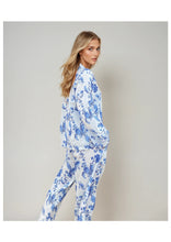 Load image into Gallery viewer, St. Ignacio Long Sleeve Pyjama Set — Organic Cotton, White/Blue Print
